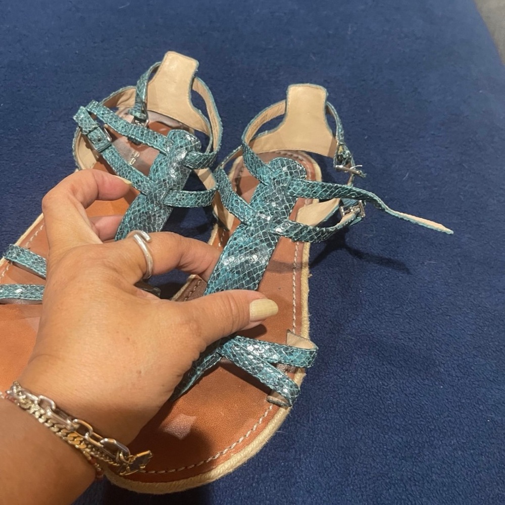 Teal Snakeskin Sandals